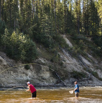 People fly fishing in Berland River