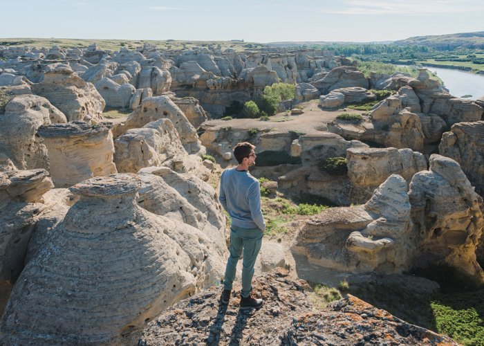 Exploring the trails and rock art at Writing-on-Stone Provincial Park.